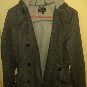 Women's mid length black/ grey trench coat
